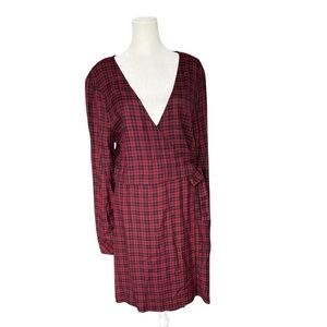 Sanctuary Red and Black Plaid Faux Wrap Dress